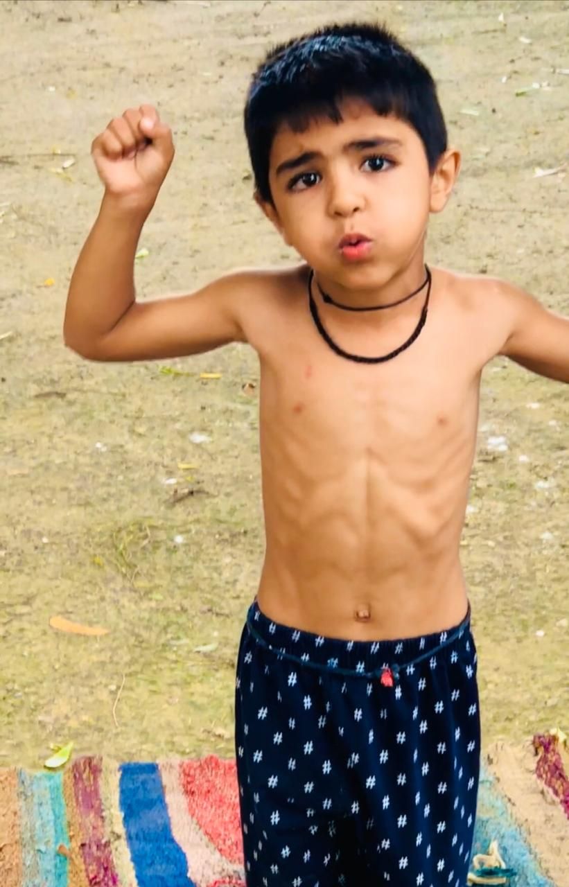 Archit Deswal, haryana, youngest kid with six pack abs, sandeep deswal son archit, world record holder youngest six pack abs holder, 4.5 years six pack abs, world's youngest six packs holder